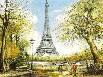 st003B scènes d’impressionnisme Parisien Peinture à l'huile